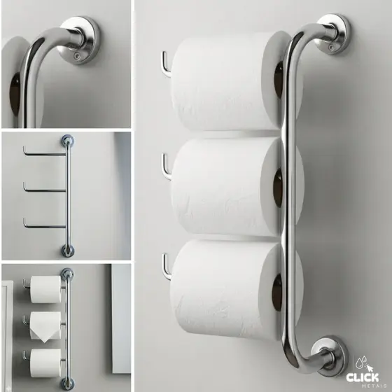 Papeleira Tripla de Aluminio Suporte para 3 Rolos Papel Higienico