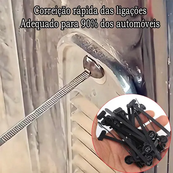 Kit 100 pcs Abraçadeira Nylon Enforca Gato Fivela Cinta Plástica Tipo T Universal Travamento Automático Carro