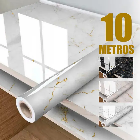 Papel de Parede Marmorizado Lavável - Autocolante e Fácil de Aplicar, Sem Ferramentas
