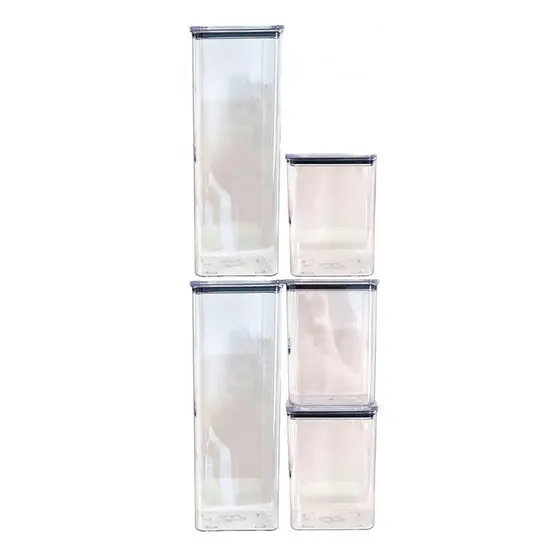 Kit 5 Potes Hermético acrílicos Armazenar Alimento Organizar