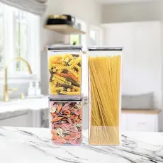 Kit 3 Potes Hermético acrílico 2 tamanhos  1,1 2,3l Armazenar Alimento Organizar
