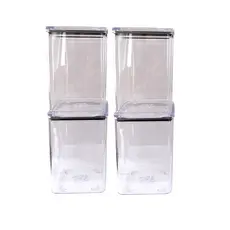 4 potes herméticos 1,1Litro QUALYPLAS acrílicos