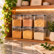 Kit 6 Potes Hermético 1,1 Litro Armazenar Alimento Organizar