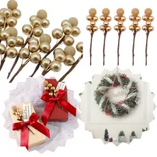 Ramo Pick Para Árvore De Natal 10cm Kit 10un Berries Plástico - Decoração Dourada Prateada Durável