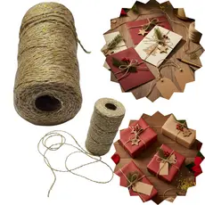 Fio de juta linha brilhante dourada 2mm rolo 100mts artesanatos presentes lembrancinha de natal