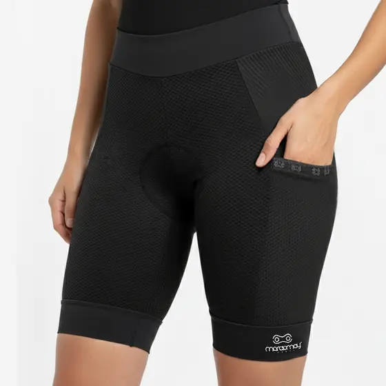 Bermuda de Ciclismo Com Bolso Feminina Márcio May Race Carbon Bag