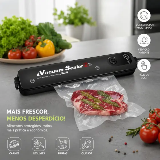 Seladora a vacuo de Alimentos Doméstica Bivolt Hermética Vacuum Sealer