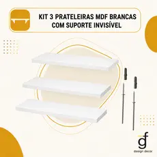 Kit 3 Prateleiras Mdf 60x20 - 50x17 -45x20 Com Suporte Invisivel
