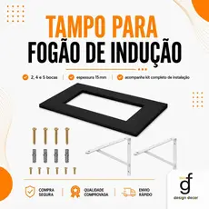 Tampo fogão INDUÇÃO 4, 5 E 2 bocas, TODOS OS TAMANHOS com 2un mão francesa para cozinha.