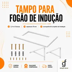 Tampo Fogão Indução Branco 2 4 5 Bocas Com Mão Francesa