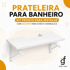 Prateleira banheiro Kit Pronto para instalar em MDF com recorte de cifão e hidraulica tipo gabinete