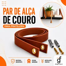 Par de alça de couro sintético para prateleira Marrom