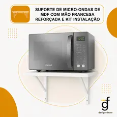 Suporte de Micro-ondas de MDF com mão francesa reforçada e kit instalação