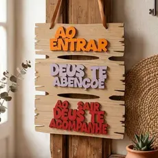 Quadro decorativo Placa Decorativa Ao entrar Deus te abençoe ao sair Deus te acompanhe