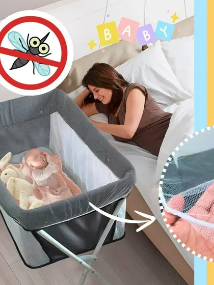 Berço para Criança Portátil para Bebê Co-Leito com Tela Mosqueteiro até 9kg seguro e barato