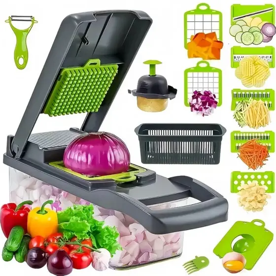 Cortador Fatiador De Legumes 16 Em 1 Com Lâminas Inox Ralador Picador Multifuncional Para Cozinha CA
