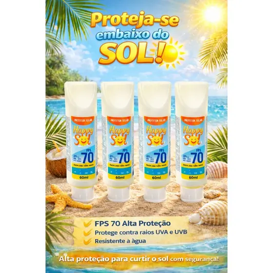Kit 4 protetor solar 70FPS 60ml - toque seco, vitamina E