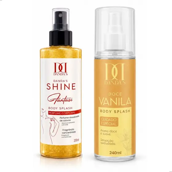 Kit 2 Body Splash Desodorante Corporal Perfume Colônia Feminino Fantasi e Doce Vanila 200ml