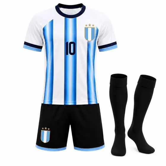 Kit Conjunto Infantil e Juvenil Argentina 10 camisa short bordados