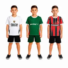 Kit futebol Nacional Treino Futsal Camisa e short Bordados time brasileiro
