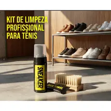 kit 1 Limpa Tênis 1 Esponja Magica 1 Flanela 1 Escova Limpa Branco Colorido Espuma Spray Limpador