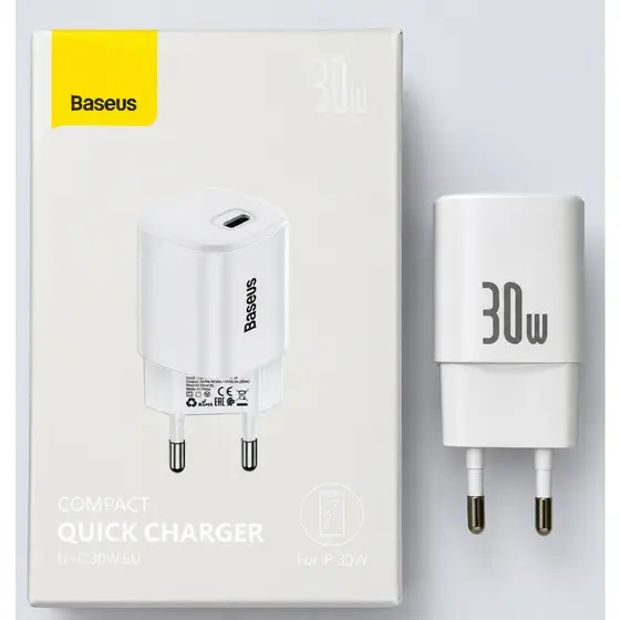 Carregador Baseus USB-C 30W - Fonte ( Cabo não incluso )