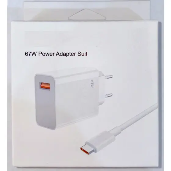 Carregador compativel com Xiaomi 67W com cabo USB/Tipo-C