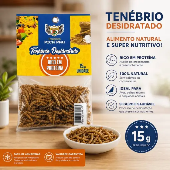 Tenébrio Desidratado Natural Rico Em Proteína Para Passarinhos Roedores Tartaruga E Peixe