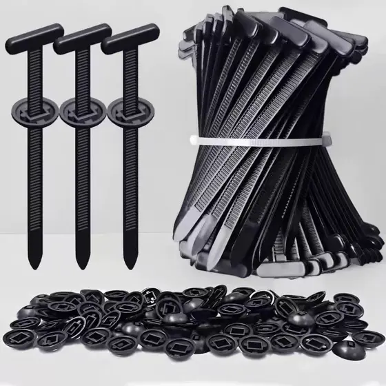 100 Peças Abraçadeira de Nylon Plástica Automática Tipo T Universal Fixador Multiuso Fivela Carro Moto Casa