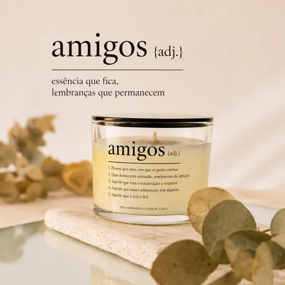 Vela Aromática Decorativa com Mensagem | Presente Criativo | Cera de Coco Premium | 100g | 20-25h