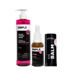 Kit Rotina Pele Madura Gel Limpeza Suave 350g + Ultra Sérum Retinol 30ml + Balm De Olhos Simple Organic