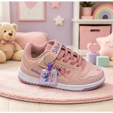 Tênis Infantil Escolar Menina Feminino Lillo Stit Com Chaveiro Sola Antiderrapante Tira de Velcro com Cadarço
