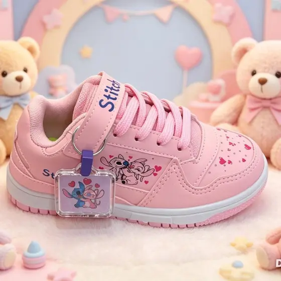 Tênis Infantil de Menina do 26 a 33 com Chaveiro Ideal pra Escola Passeio Brincar Sola Antiderrapante Cadarço c Velcro