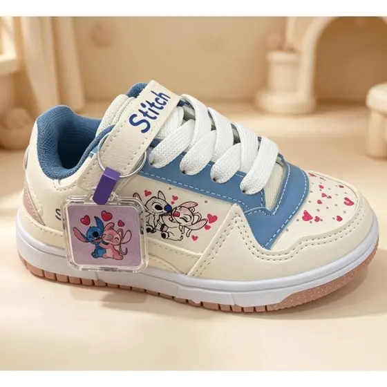 Tênis Infantil de Menina do 26 a 33 com Chaveiro Ideal pra Escola Passeio Brincar Sola Antiderrapante Cadarço e Velcro