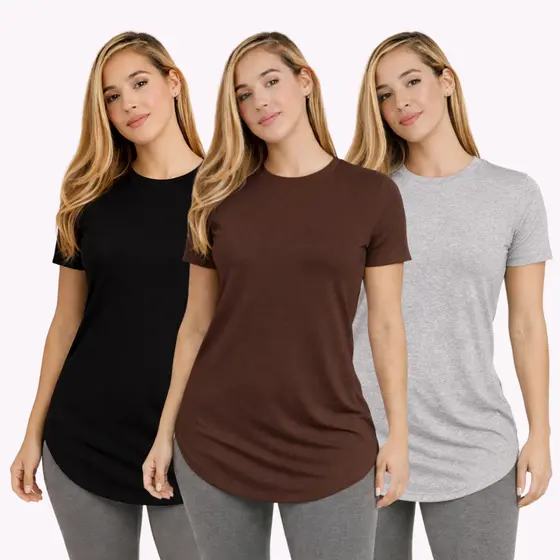 Kit 3 Blusinha Feminina Long Line Academia Basica Promoção