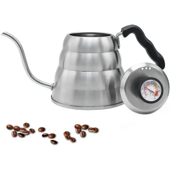 Chaleira Bico De Ganso Inox Fino Barista Café C/ Termôtro 1.2 L