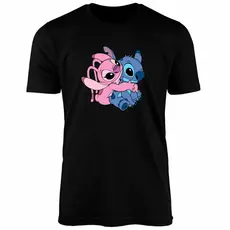 Camisa básica feminina 100% algodão t-shirt camiseta estampada desenho stitch