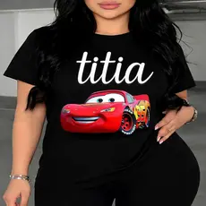Camiseta Titia Titio personalizada T-shirt com Lightning McQueen carro 95 Sobrinho Presente afetiva divertida Algodão
