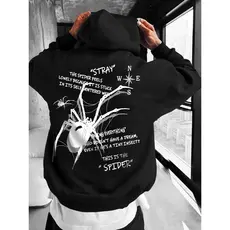 Blusa de frio moletom canguru Spider estampa conceitual frases reflexivas 100% algodão com capuz moda urbana minimalista