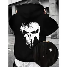 Moletom canguru estampa caveira justiceiro estilizada 100% algodão agasalho streetwear bolso frontal capuz blusa