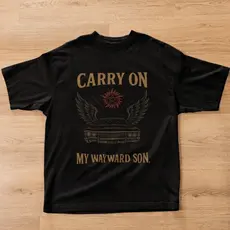 Camiseta Unissex 100% algodão Carry On My Wayward Son estilo retrô carro clássico Supernatural t-shirt estilosa