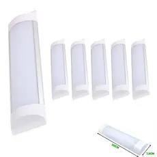 Kit 5 Luminária Led Linear Tubular Slim 9w Sobrepor 30cm Branco Frio 6500k Bivolt 85v-220v