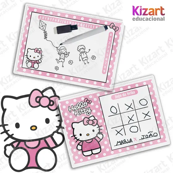 15 Lousa Mágica + Caneta Com Apagador Lembrancinha Festa Infantil Tema Hello Kitty Rosa
