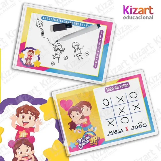 Kit com 5 Lousa Mágica Caneta Com Apagador Lembrancinhas Festa Infantil Tema Maria Clara e JP