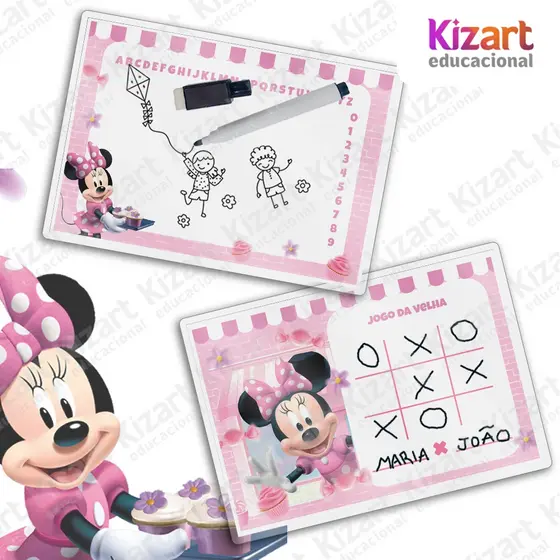 25 Lousa Mágica + Caneta Com Apagador Lembrancinha Festa Infantil Tema Minnie Rosa Confeiteira