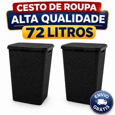 Cesto Roupa Suja 72L Grande com Tampa Organizador Lavanderia Banheiro Quarto Plástico Resistente Multiuso
