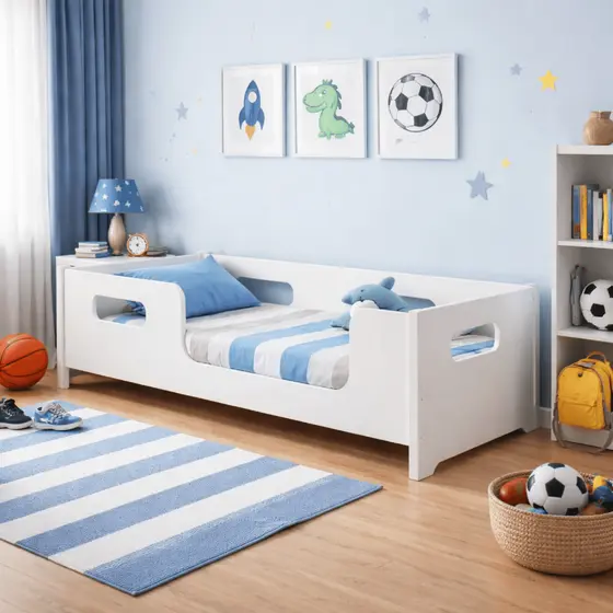 Cama Infantil Juvenil Para Crianças Montessoriana Com Colchão Menino Menina Solteiro Mini Cama