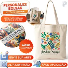 DTF Termocolante Personalizado Para Ecobag Bolsa Algodão Cru Sacola Tecido Com Sua Arte