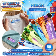 Kit Etiqueta DTF Termocolante Herois Infantil Nome Uniforme Escolar Roupa Toalha Personalizada Ferro