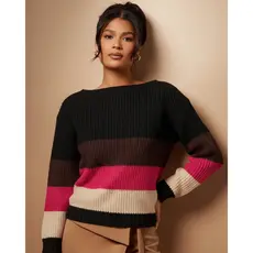 Blusa Feminina Listrada Tricot Blusa de Frio Feminina com Listras
